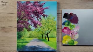 Painting spring trees / Acrylic Painting / Vadym art