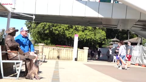 #Cowboy_prank in Brisbane city. funniest reactions.statue prank.