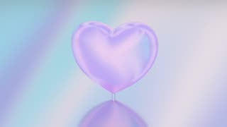061. Pretty Pink Reflective Love Heart Rotating Above Shiny Mirror Surface