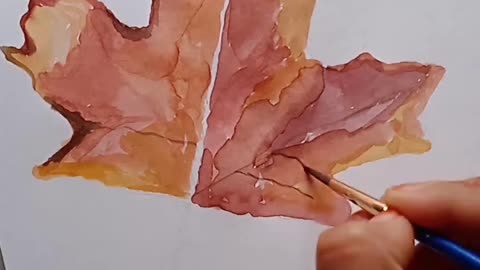 realistic leaf water colour painting #shorts #watercolorpainting