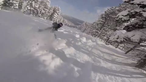Speedy Snowboarder Crashes In a Forward Steep Lean