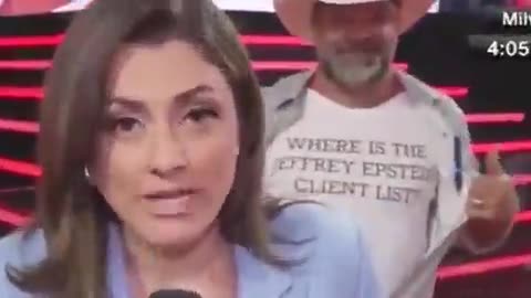 Guy shows up wearing a tshirt, Where is the Epstein client list on a live CNN feed.