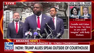 Byron Donalds Speaks Outside NYC Courthouse During Bragg Show Trial