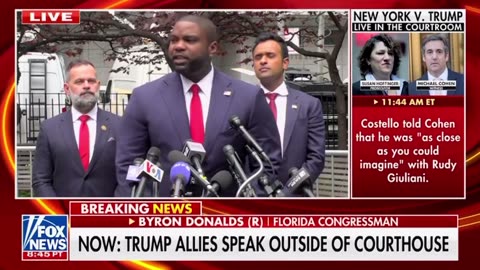 Byron Donalds Speaks Outside NYC Courthouse During Bragg Show Trial