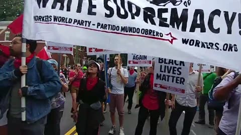 Aug 12 2017 Charlottesville 1.4.3 Communist Workers World contingent arrives at Emancipation Park