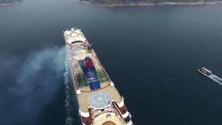 aerial video of the yacht