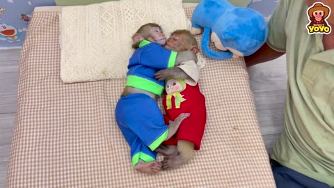 Smart YiYi helps grandpa take care of poor monkey
