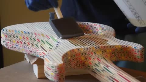 Building a Guitar Out of 2000 Colored Pencils