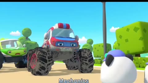 Five Little Monster Trucks cartoon Song | Learning Vehicles | Kids Song