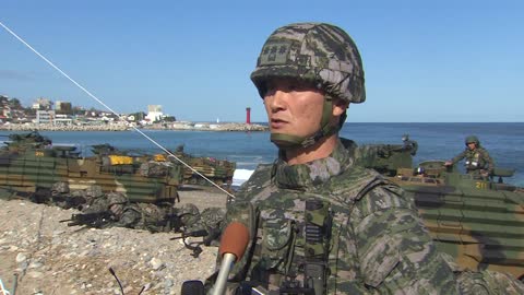 South Korean Navy, Marine Corps, and Air force conduct joint military drills in Pohang