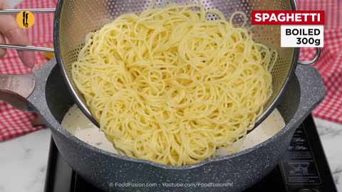 Chicken Alfredo Spaghetti Recipe by Food Fusion