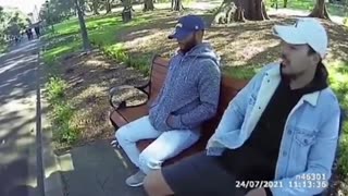 Australian men where sitting outside on a park bench without a mask when he was approached by police