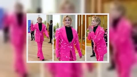 Sharon Stone, 64, turns heads in bright pink feather s.u.i.t at Red Sea Film Festival