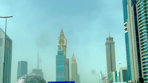 Burj Khalifa view and Museum of the Future in downtown area in Dubai