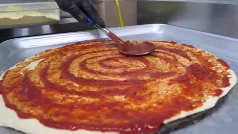 Making Various Korean pizzas with rich toppings, Korean street food