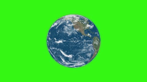 Planet Earth animation on green background.