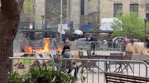 Protester sets himself on fire outside of Donald Trump's trial in NYC