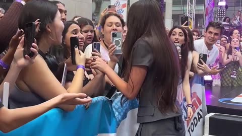 Olivia Rodrigo interacts with fans during TODAY performance