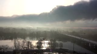Plumes of smoke rise after fire at Russian oil depot