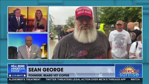 Beard Vet braving the rain at the Trump rally this morning