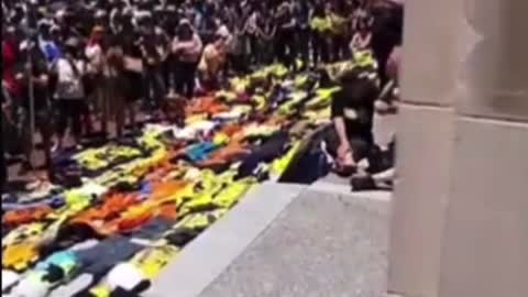 Perth, Australia - Nurses, Government Workers, Police, laying down their uniforms