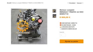 AEPSPIECES.COM - Moteur complet RENAULT TRAFIC 2.0 DCI M9RV710