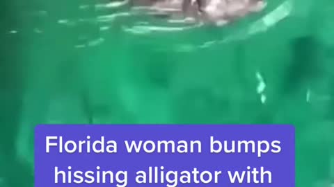 Florida woman bumps hissing alligator with paddle