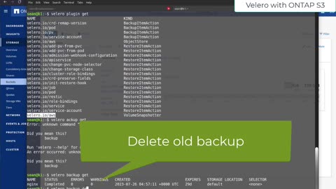 Velero with ONTAP S3 backup repository