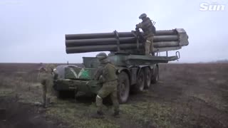Russian forces fire multiple rocket launcher 'Hurricane' at Ukrainian targets