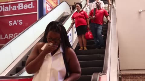 MAN THONG PRANK ON THE ESCALATOR