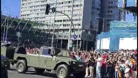 Spain Military Vehicles Parade on National Day of Spain