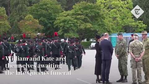 Prince and Princess of Wales visit Commonwealth troops preparing for late Queen's funeral