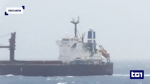Ship 'Cyclades' after it was targeted by a Shahab drone