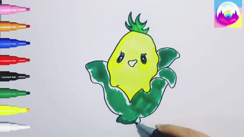 Harvesting Creativity: How to Draw and Color a Tasty Corn 🌽 | Kids' Drawing Tutorial 🎨✏️