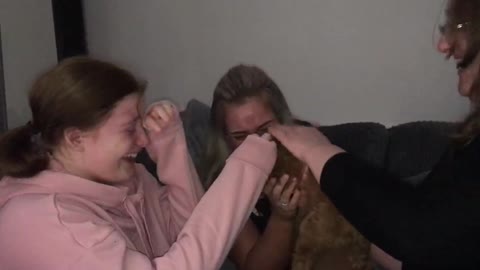 Sisters Cry Over Surprise Puppy