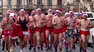 Scantily-clad Santa charity run in Budapest