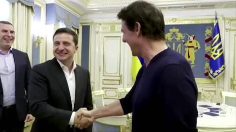 Tom Cruise meets Ukrainian president Volodymyr Zelenskiy, "you're good looking."