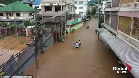 Myanmar dam breach triggers floods in northern Thailand, drone footage shows