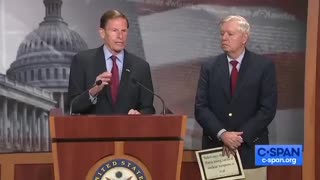 U.S. Senators Lindsey Graham, Republican, and Richard Blumenthal, Democrat play nuclear