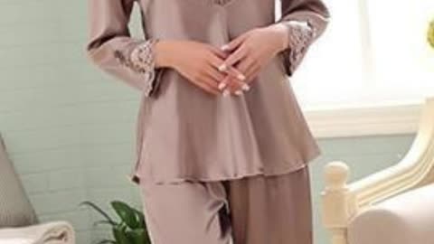 EMBROIDERED SLEEP SHIRT & PANTS SET