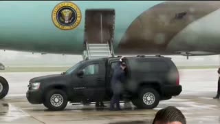 Stumbling Joe almost tumbled down the small steps of Air Force One!