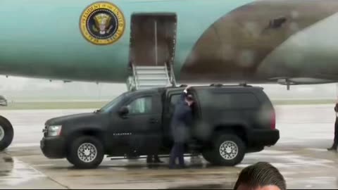 Stumbling Joe almost tumbled down the small steps of Air Force One!