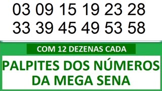 PALPITES DOS NÚMEROS DA MEGA SENA COM 12 DEZENAS 1y 1z 10 11 12 13 14 15 16 17 18 19