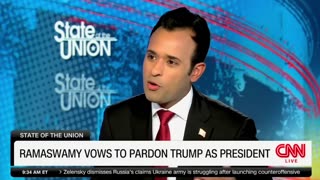 CNN's Dana Bash asks Vivek Ramaswamy if he stands by his promise to pardon Trump if convicted