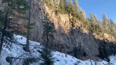 Steep Icy Downhill Beneath Gorgeous Cliff – Tamanawas Falls – Mount Hood – Oregon