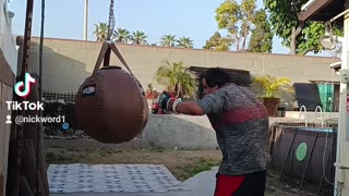 100 Pound Wrecking Ball Bag Workout Part 2. Full 3 Minute Round Of Muay THai!