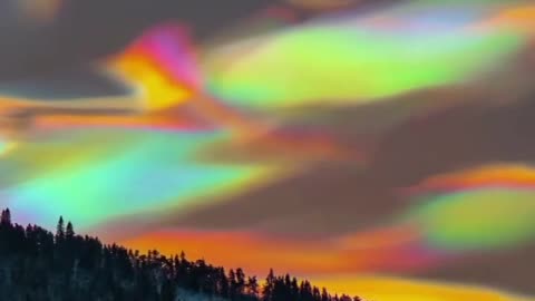 Pearl clouds in Norway~They are also called stratospheric clouds~This is a very rare phenomenon that occurs mainly in the polar latitudes at abnormally low temperatures!