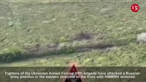 Ukrainian army attack Russian position with US-made HMMWV armored vehicles while under fire