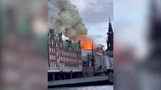 Spire collapses as fire engulfs Copenhagen's stock exchange