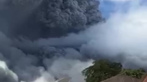 A powerful eruption of a volcano